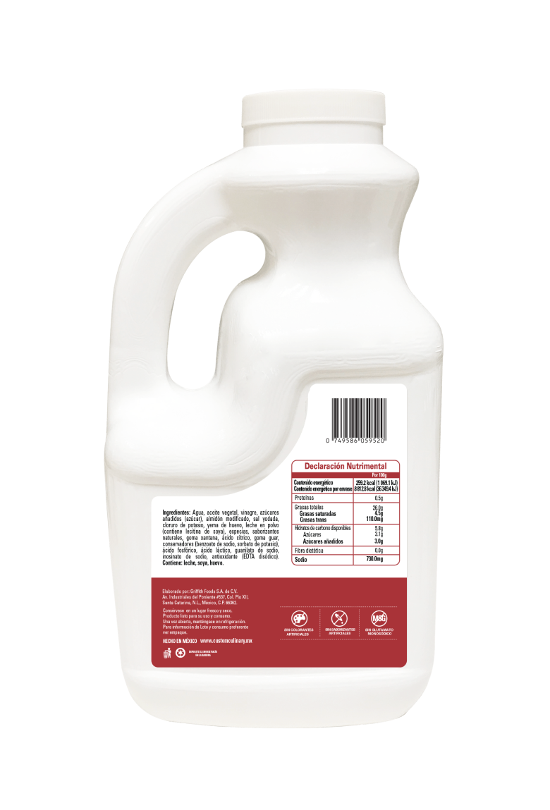 CUSTOM Aderezo Ranch Extra Cremoso 3.4 Kg.