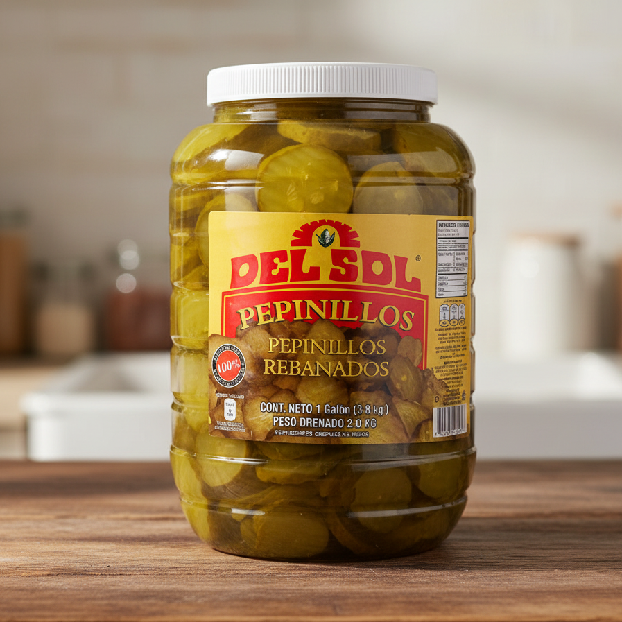 DEL SOL Pepinillos rebanados 1 Gal. | 3.8 kg