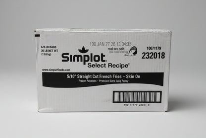 Simplot Papas a la francesa corte recto con cáscara y sal de mar 5/16"