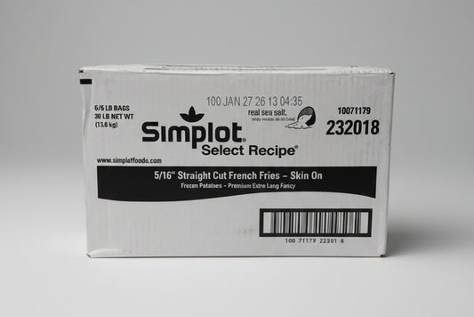 Simplot Papas a la francesa corte recto con cáscara y sal de mar 5/16"