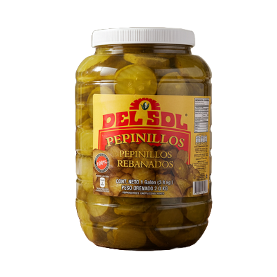 DEL SOL Pepinillos Rebanados 1 Galón | 3.8 kg